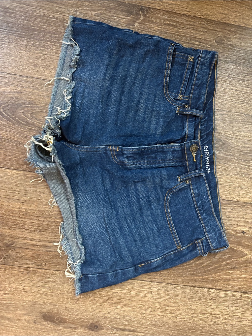 Frayed Hem Dark Blue Denim Cutoff Shorts